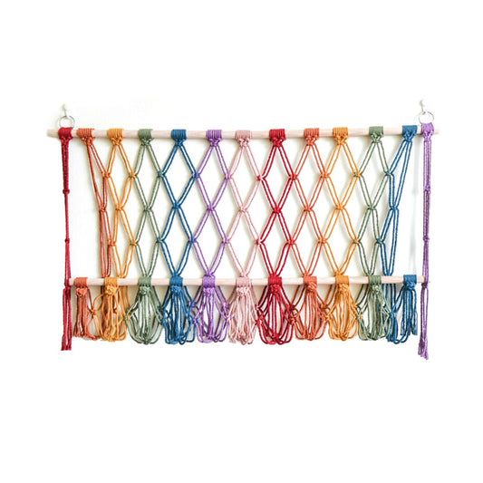 Creative wall decoration cotton rope woven mesh bag toy hammock storage tapestry