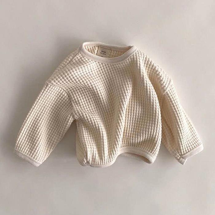 Simple Waffle Loose Pullover