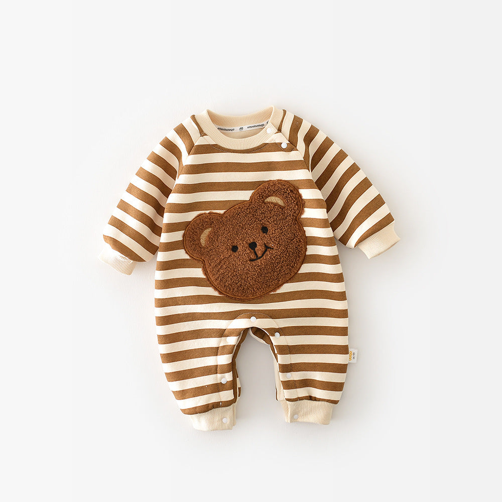 Striped Bear Face Romper