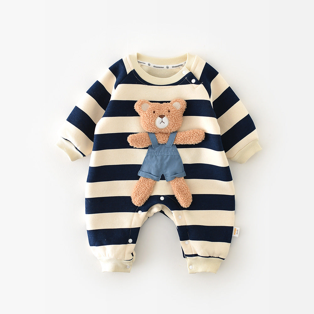 Striped Bear Face Romper