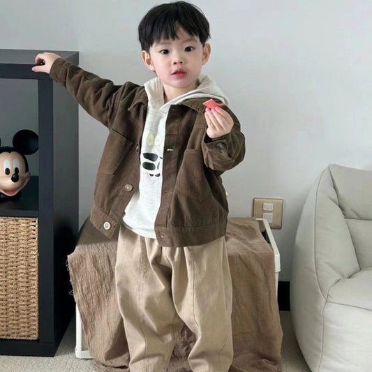 Boys' Casual Long-sleeved Button Cardigan Jacket