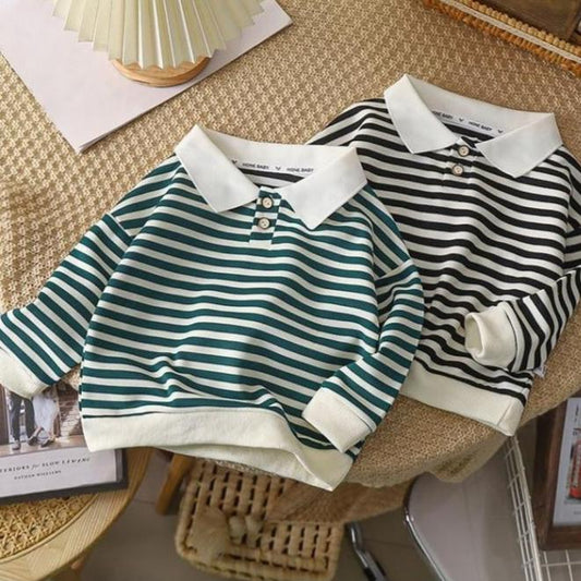 Polo Collar Striped Sweater