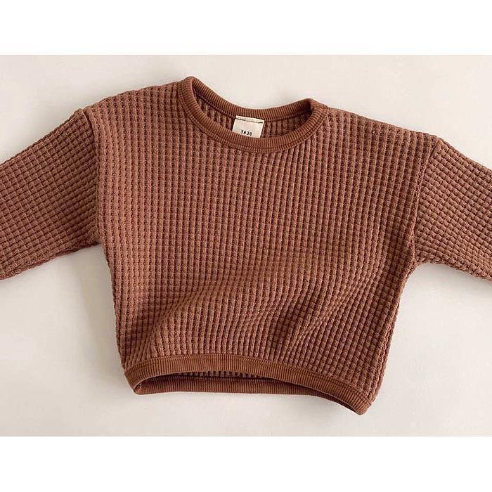 Simple Waffle Loose Pullover