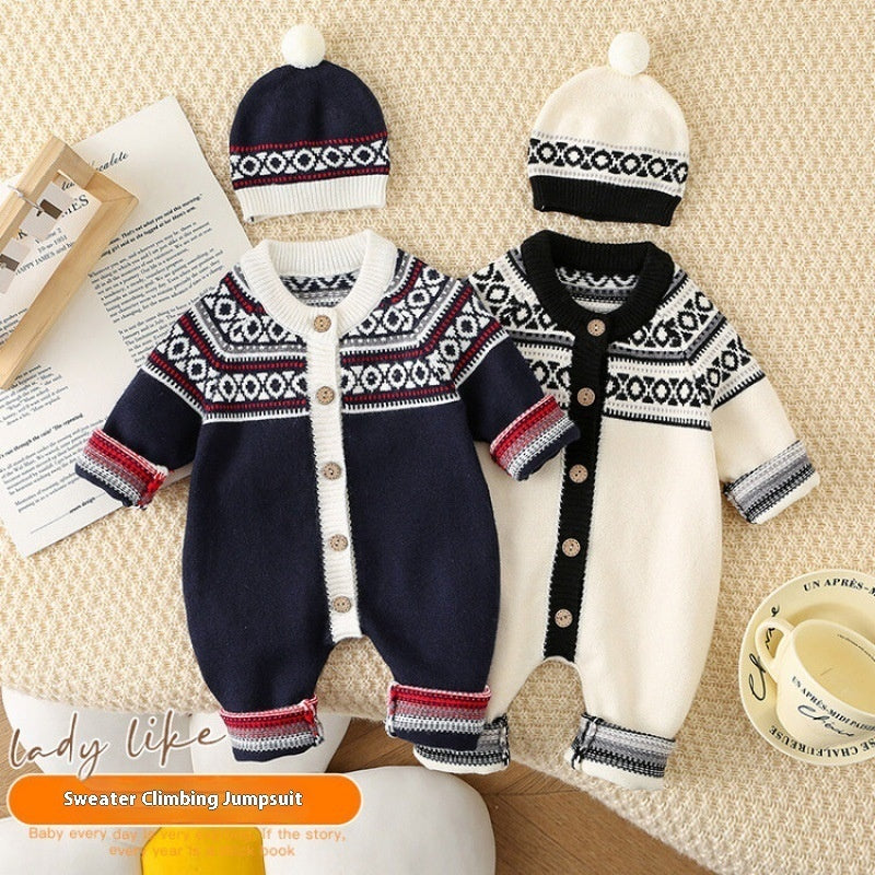 Western Style Knitted Romper & Hat