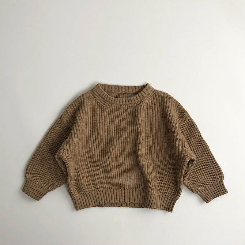 Solid Color Round Neck Sweater