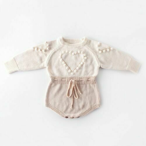 Heart Wool Long Sleeve Bodysuit