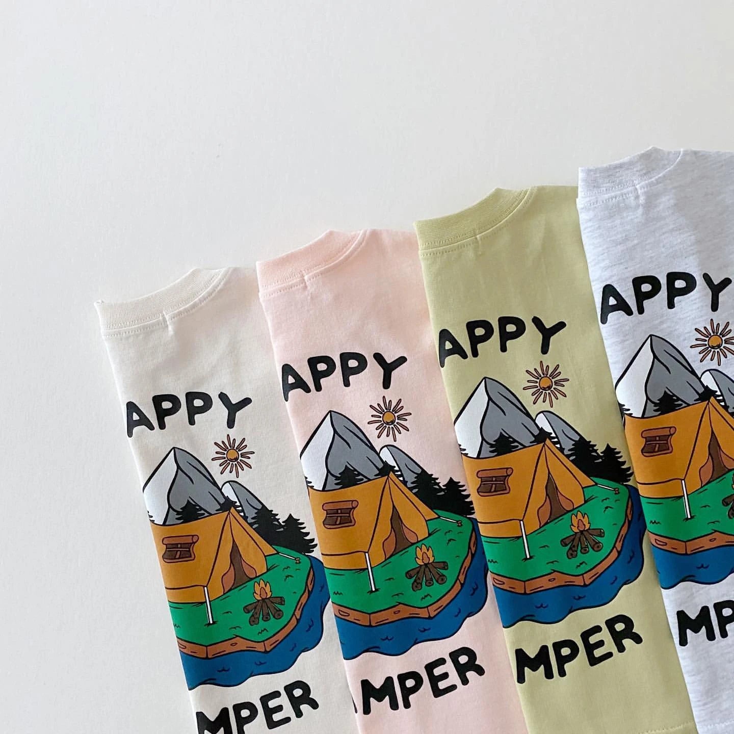 HAPPY CAMPER Tees & Shorts Set