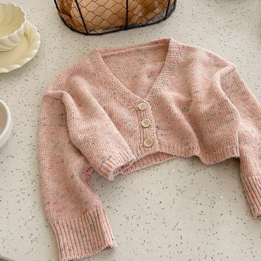 Short All-match V-neck Knitted Cardigan Top