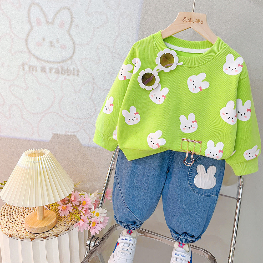 Casual Cartoon T-Shirt & Pants Set