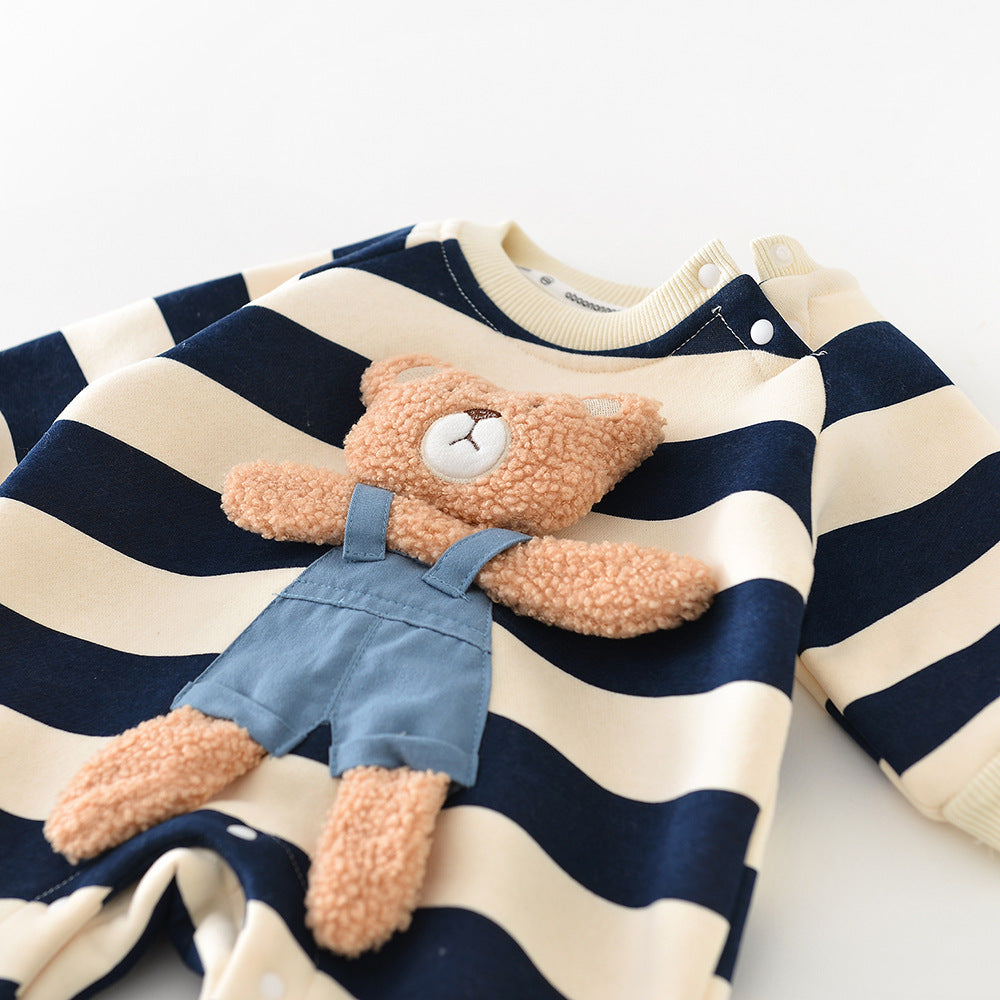 Striped Bear Face Romper