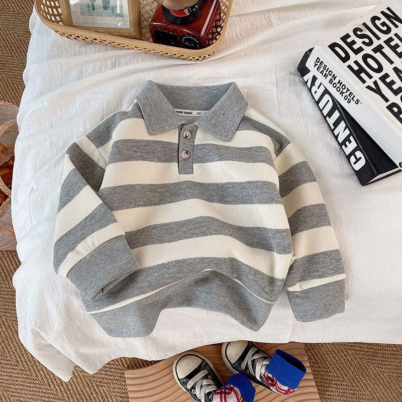 Boys Polo Collar Striped Sweater