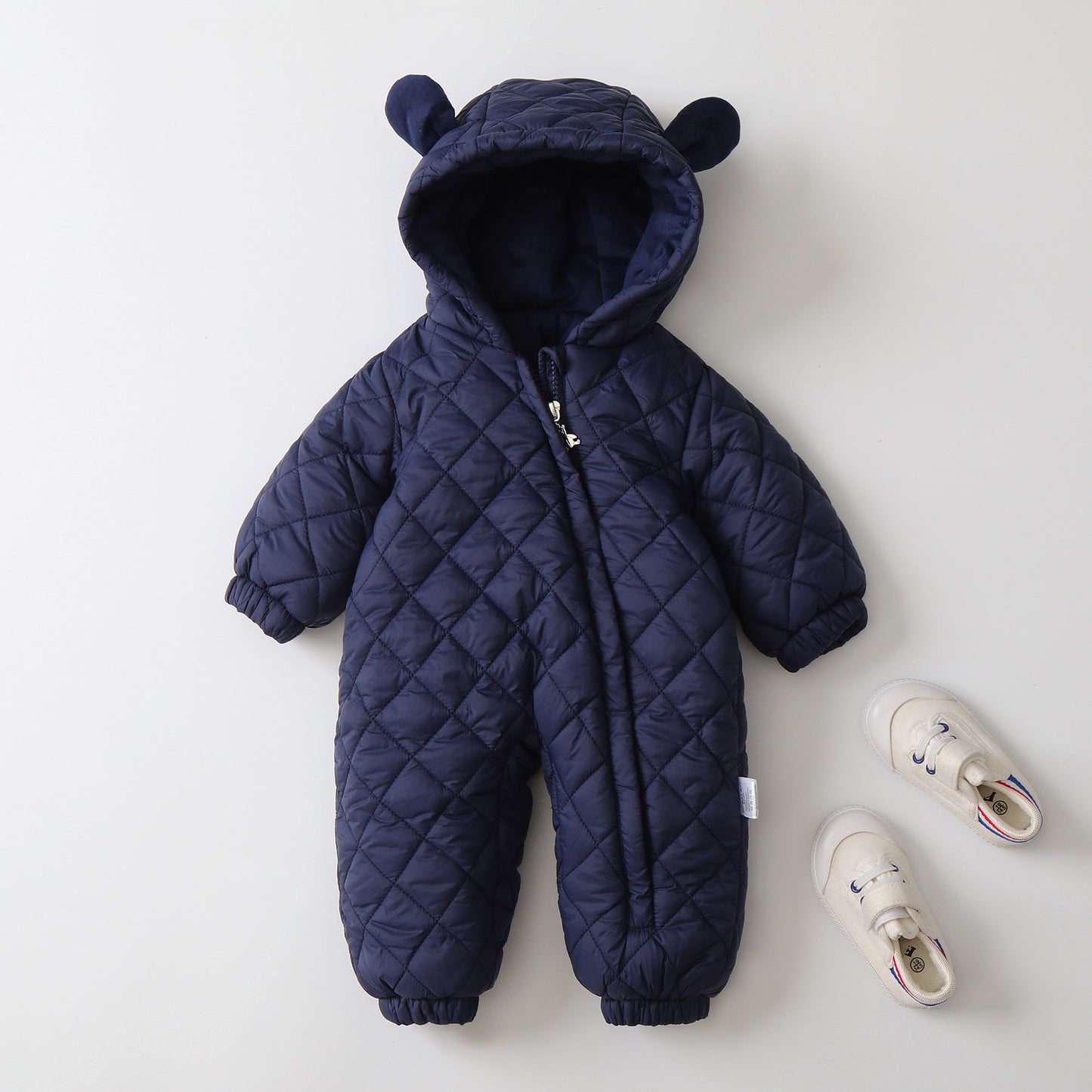 Ear Hooded Fleece-lined Jumpsuit