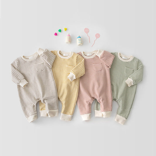 Baby Striped Long-sleeved Jumpsuit