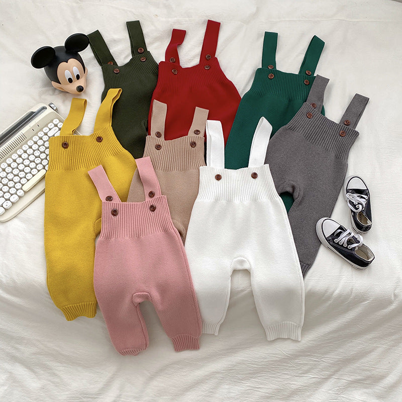 Colorful Knitted Bib Jumpsuit