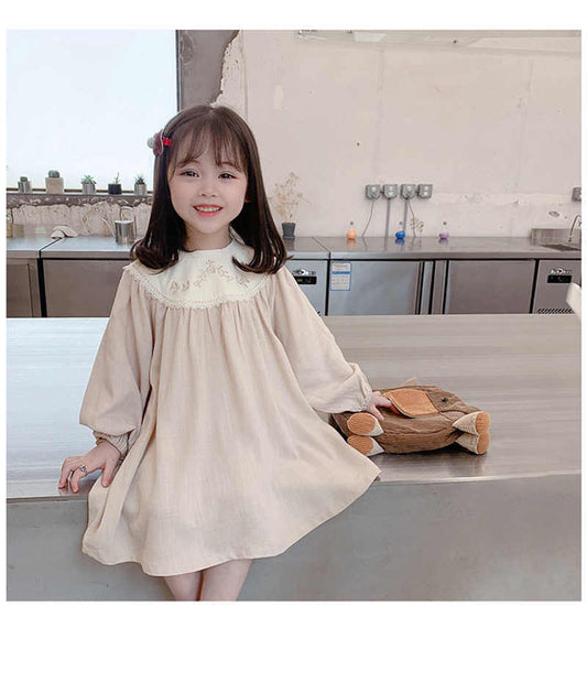 Girls Fashion Pure Cotton Embroidery Princess Dress