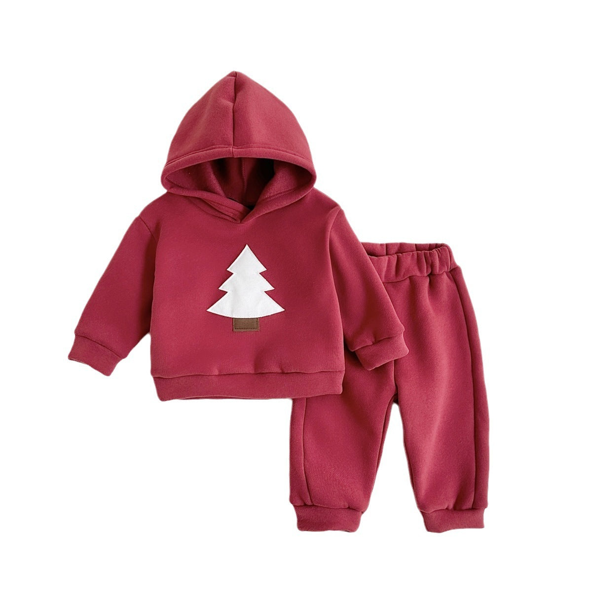 Two-piece Set Infant Toddler Hooded Fleece-lined Suit