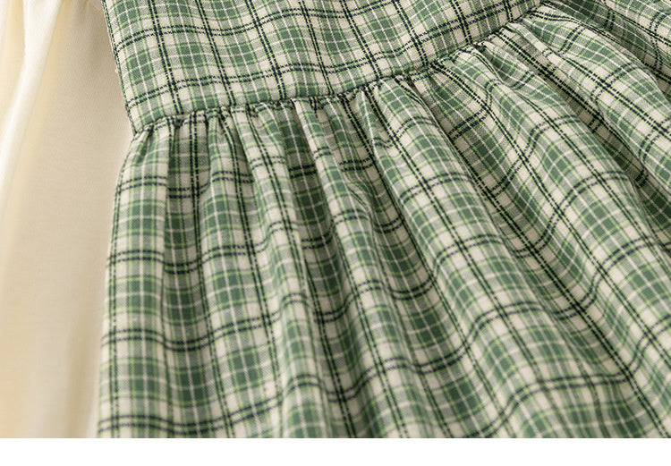 🍃 Forest Charm Plaid Dress – Sage Green 🍃