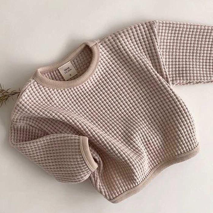 Simple Waffle Loose Pullover