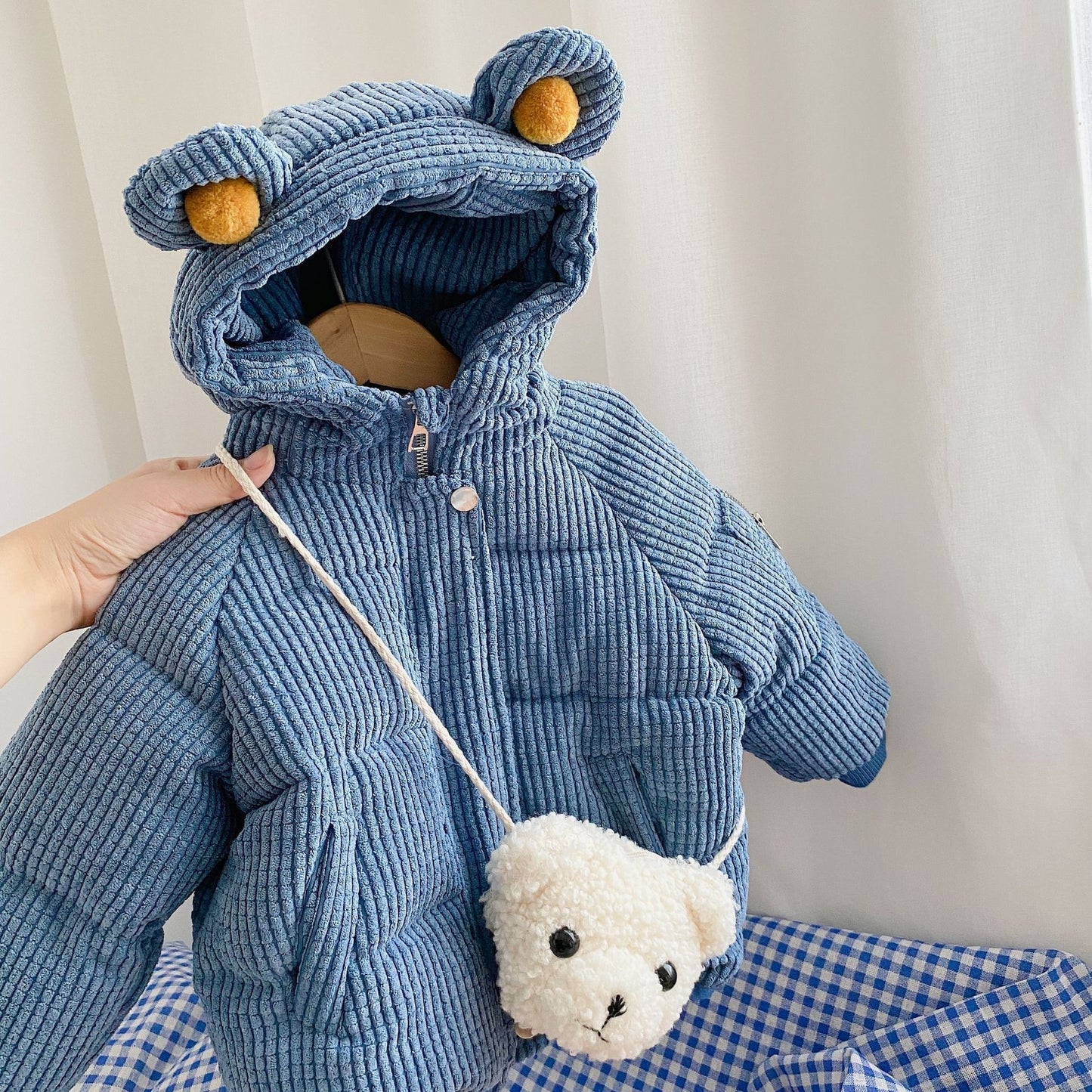 Cute Hooded Bear Coat with Bag