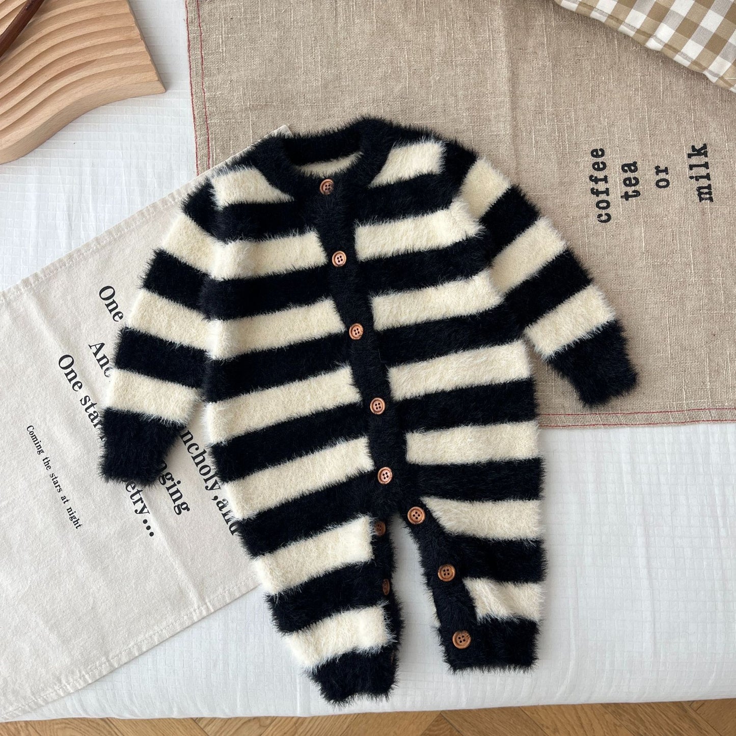 Baby Jumpsuit Baby Mink Fur Striped Romper