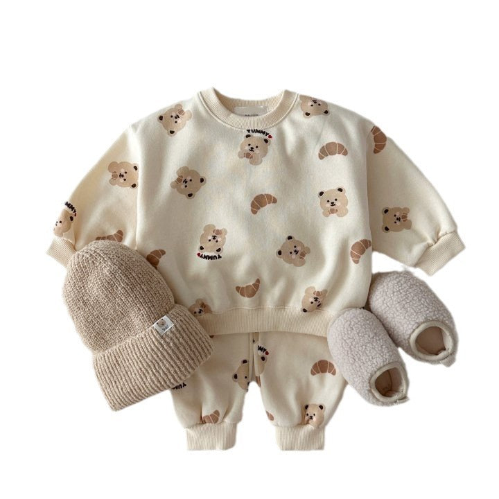 Cartoon Bear Suit Spring And Autumn Children's Two-piece Suit