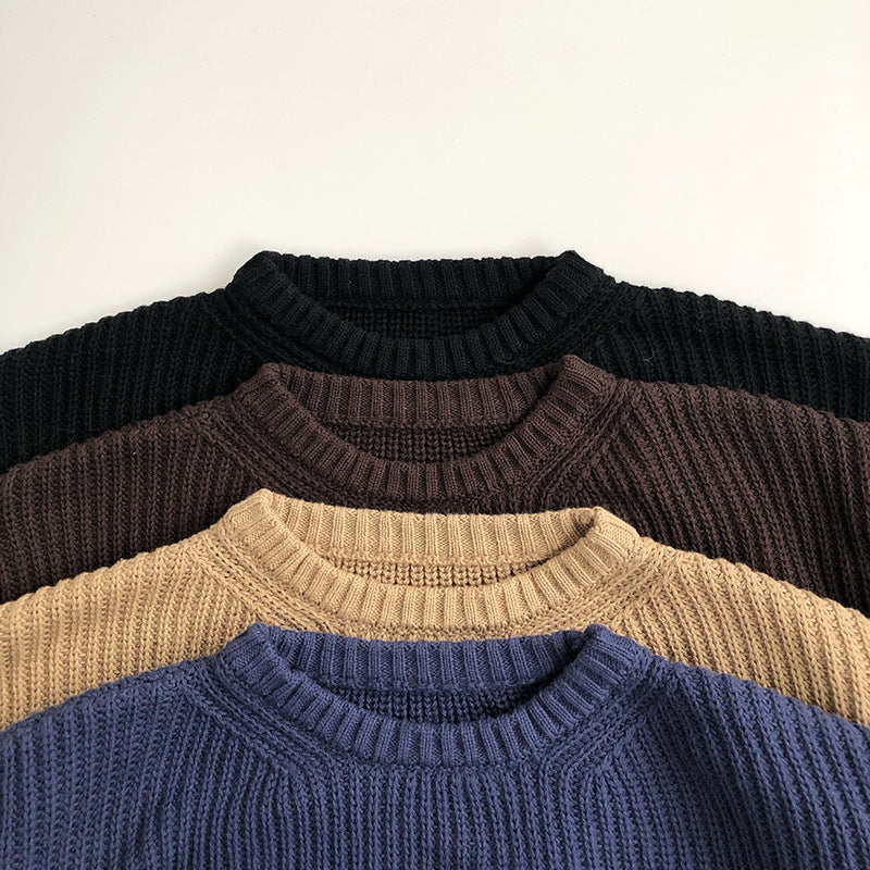 Solid Color Round Neck Sweater