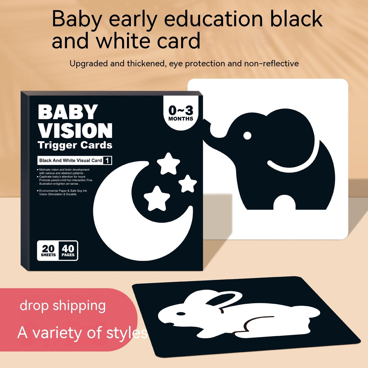 Black And White Card Baby Early Education Visual Stimulation Card