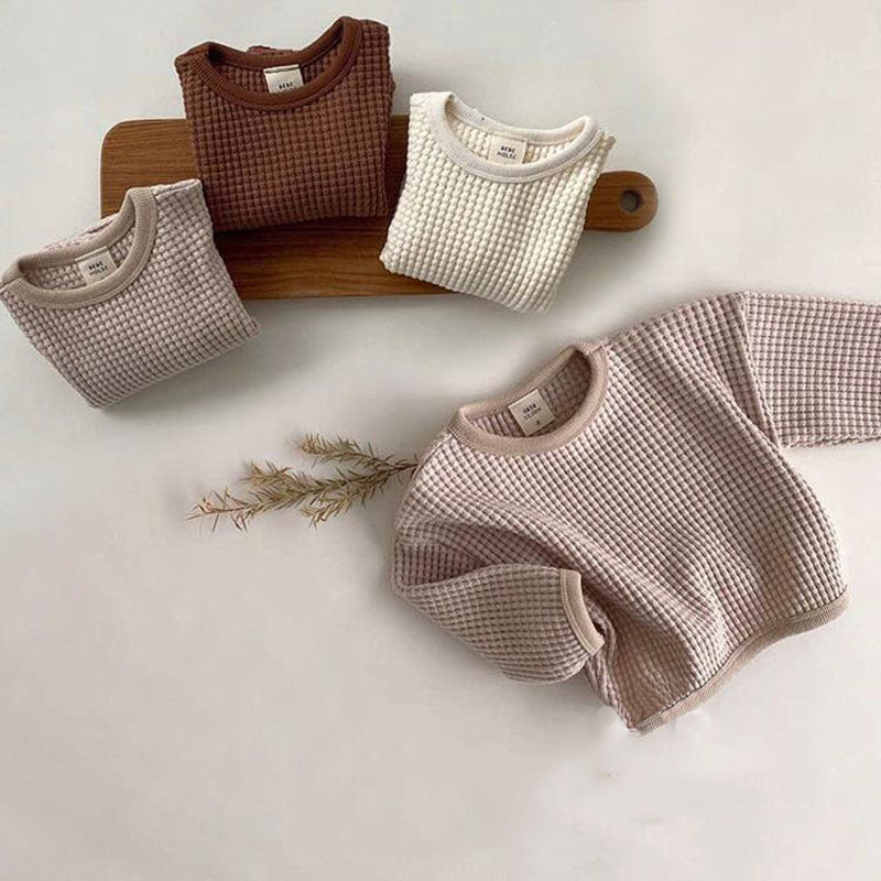 Simple Waffle Loose Pullover