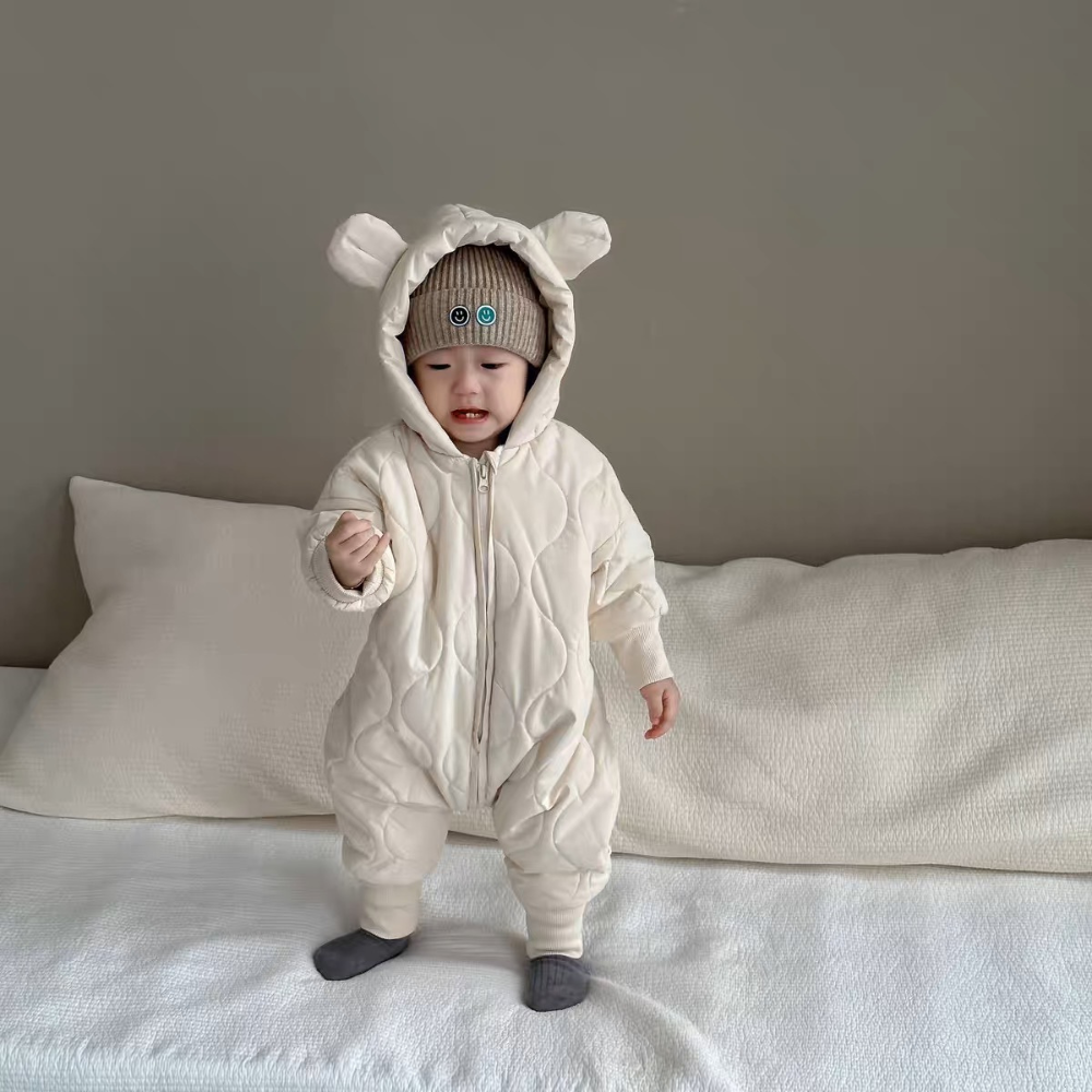 Bear Ears Puffy Quilted Snowsuit