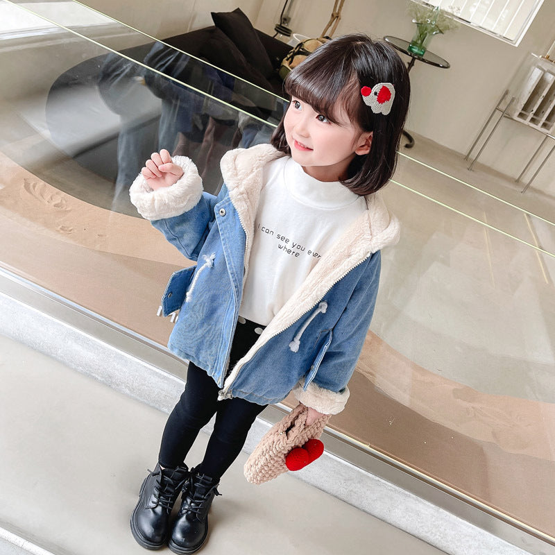 Girls' Denim Rabbit Ears Jacket