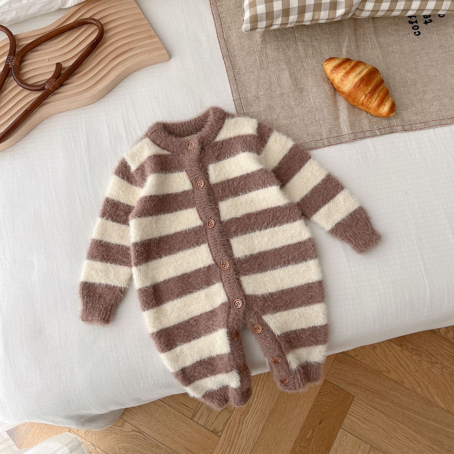 Baby Jumpsuit Baby Mink Fur Striped Romper