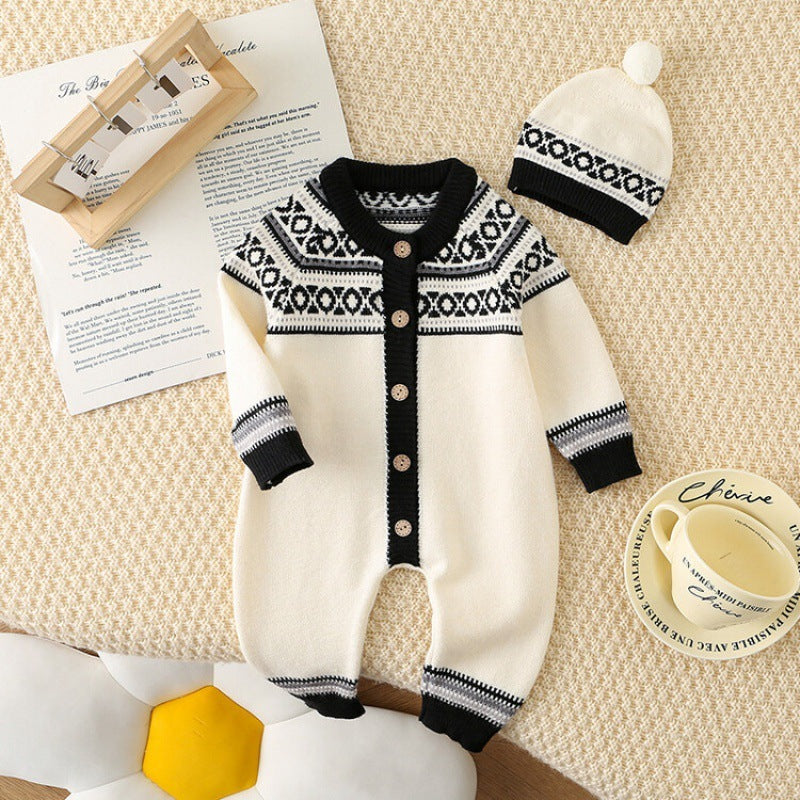 Western Style Knitted Romper & Hat