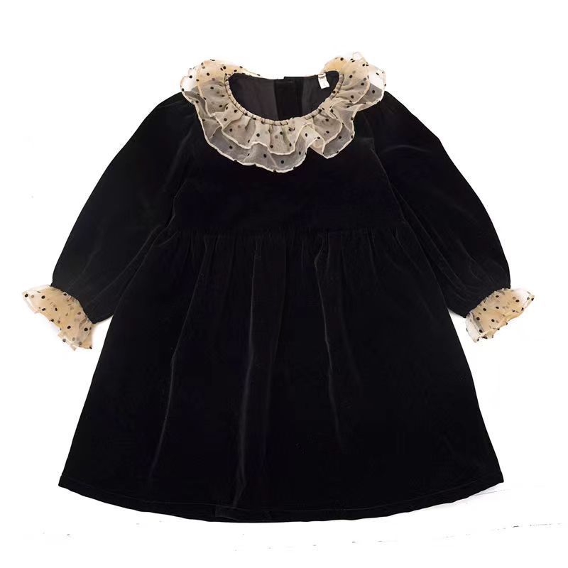 Baby Vintage Dress Velvet Long Sleeves Dress