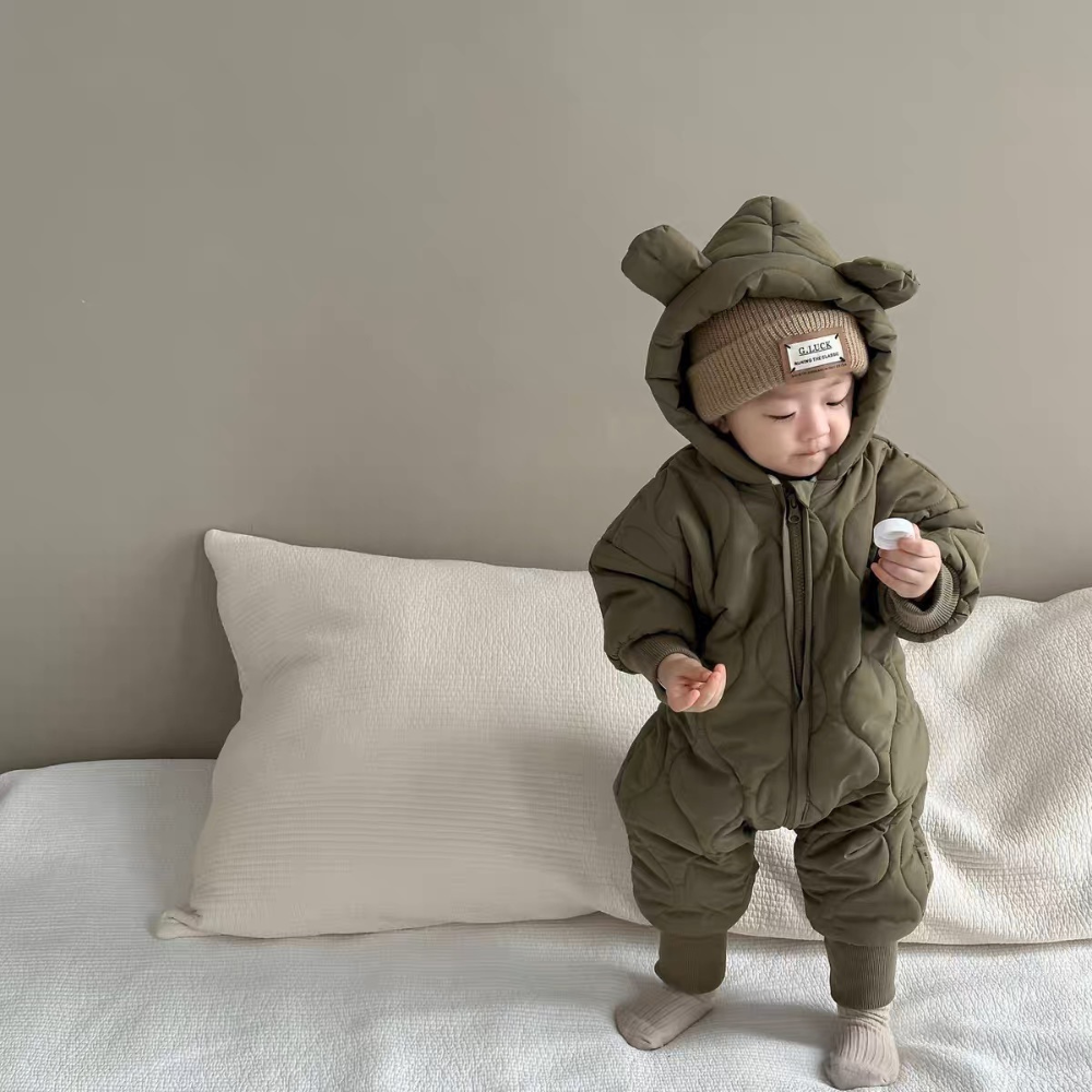 Bear Ears Puffy Quilted Snowsuit