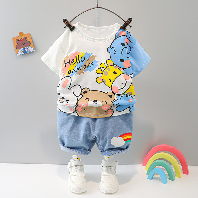 Denim Animal T-shirt & Pants Set