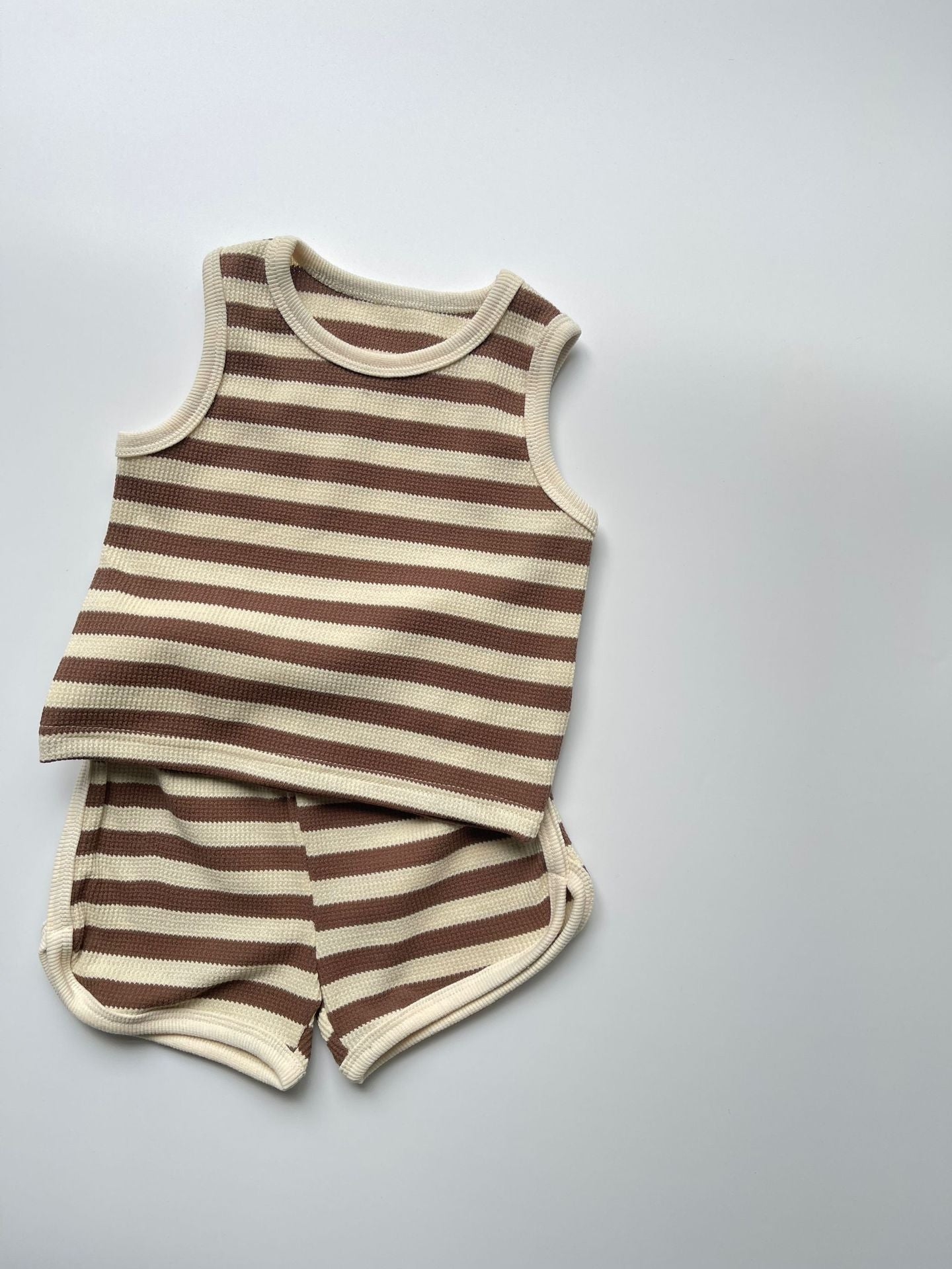 Striped Round Neck Vest & Shorts