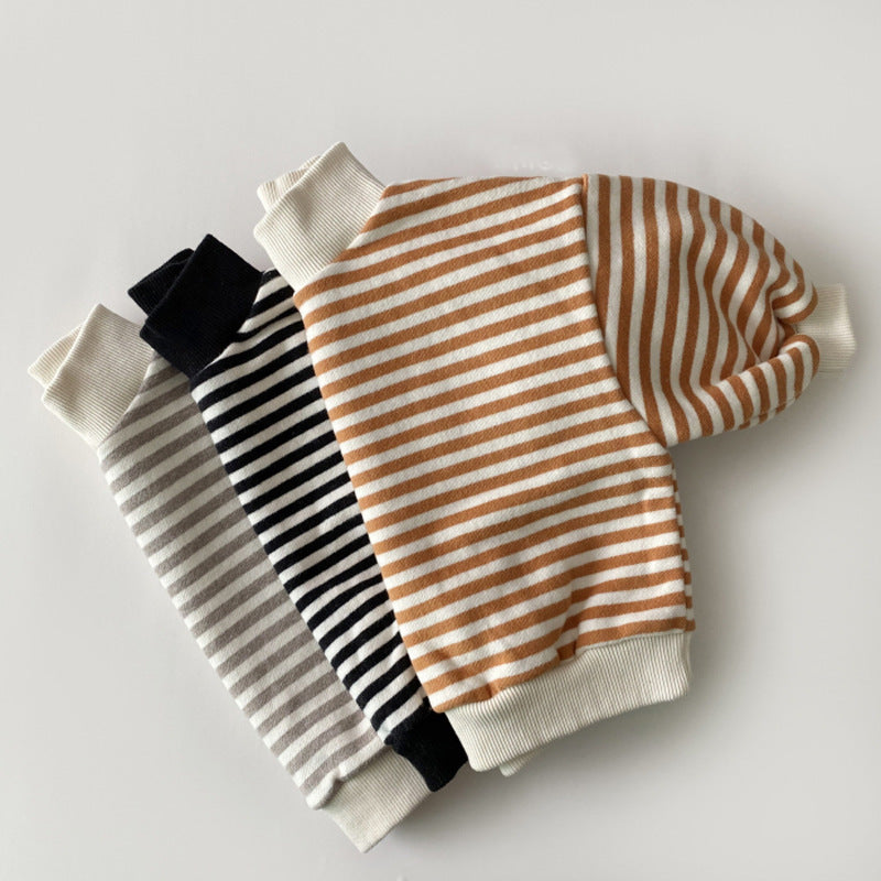 Striped Turtleneck Fleece Sweater