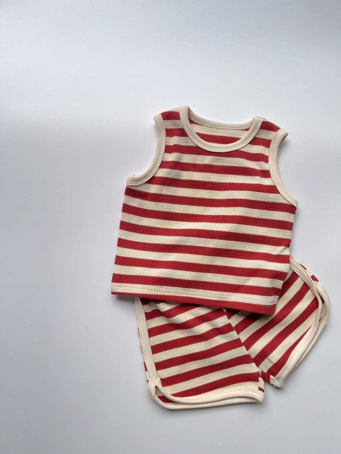 Striped Round Neck Vest & Shorts