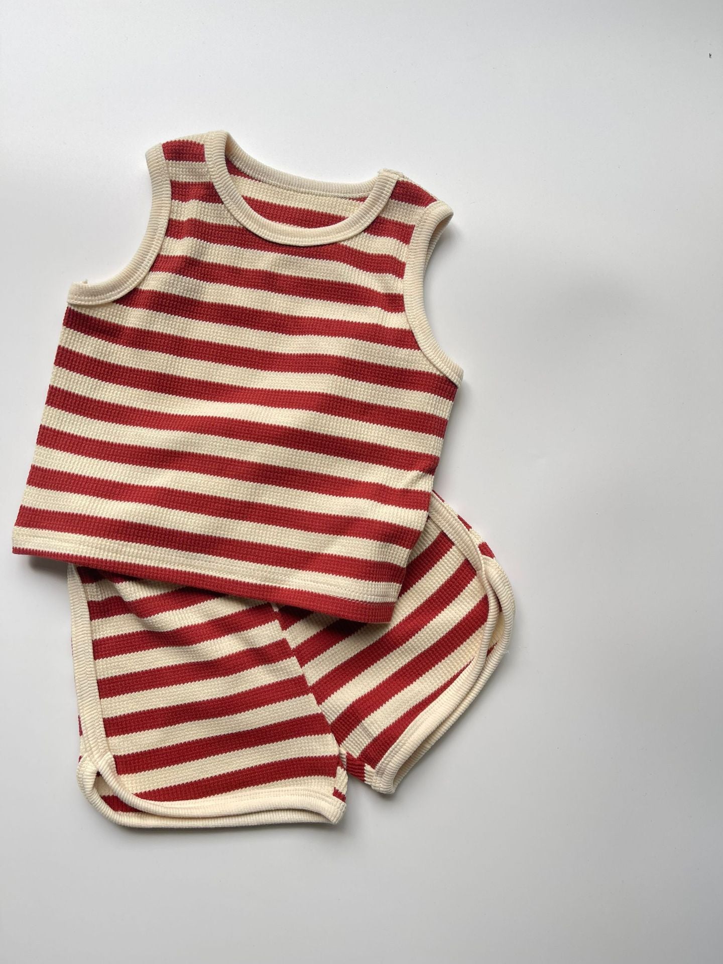 Striped Round Neck Vest & Shorts