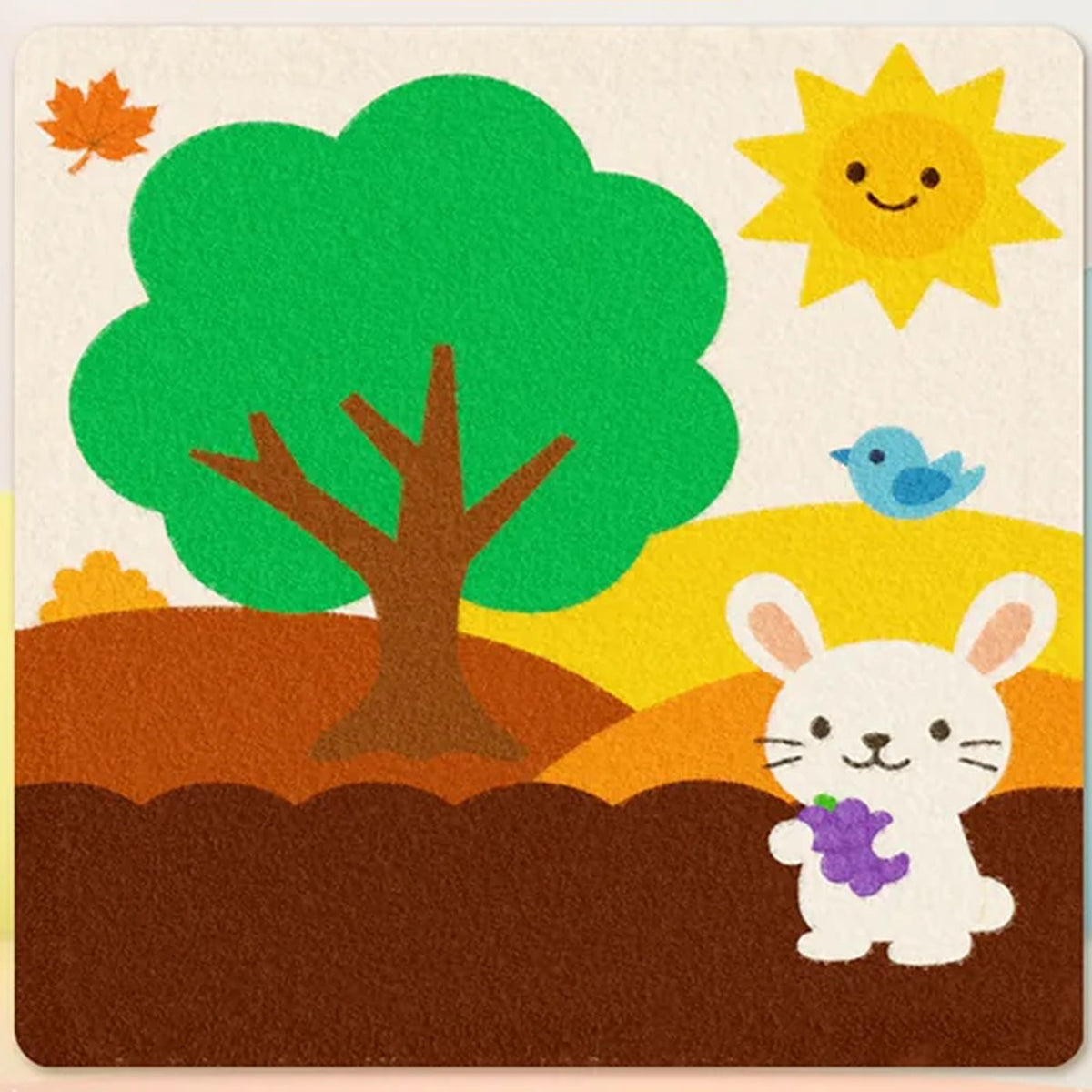 Bunny Garden felt board without pieces, showing the illustrated scene