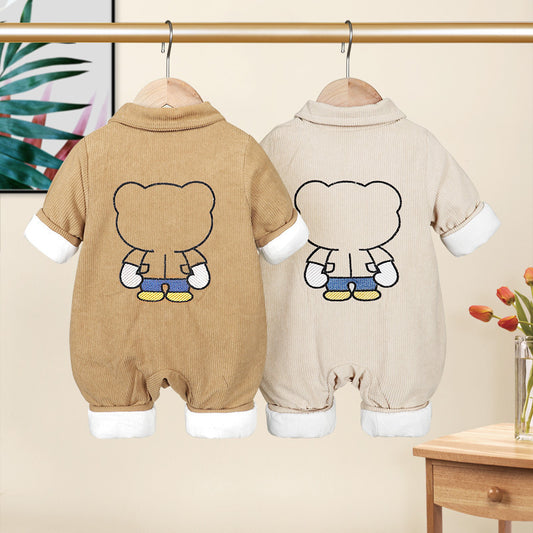 Baby Waffle Double Layer Bear Jumpsuit