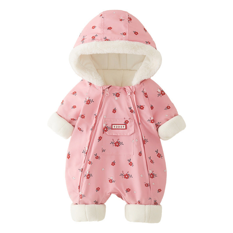 Baby Winter Cotton Plus Thickened Jumpsuit Baby Girl's Cotton Coat