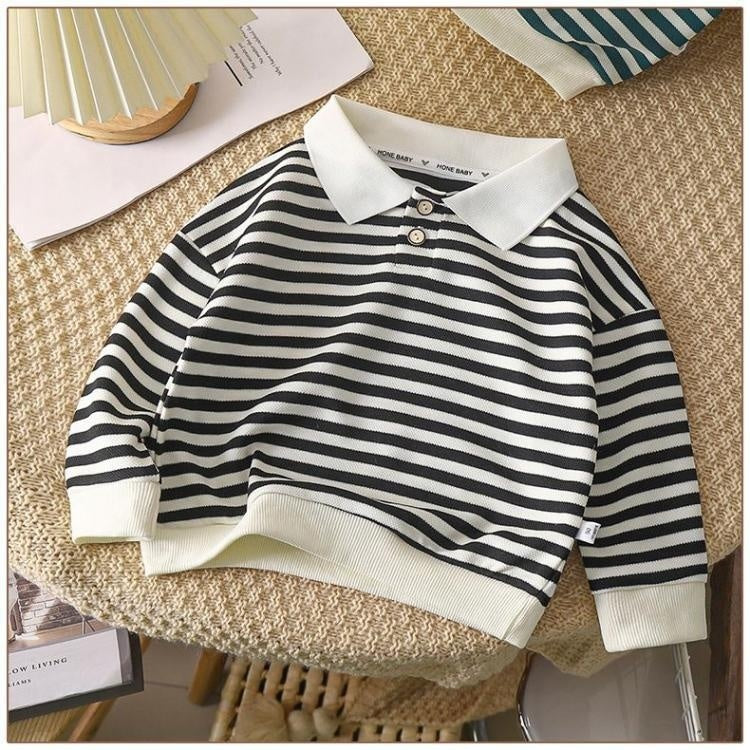 Polo Collar Striped Sweater