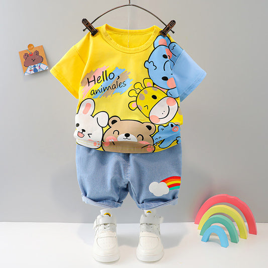 Denim Animal T-shirt & Pants Set