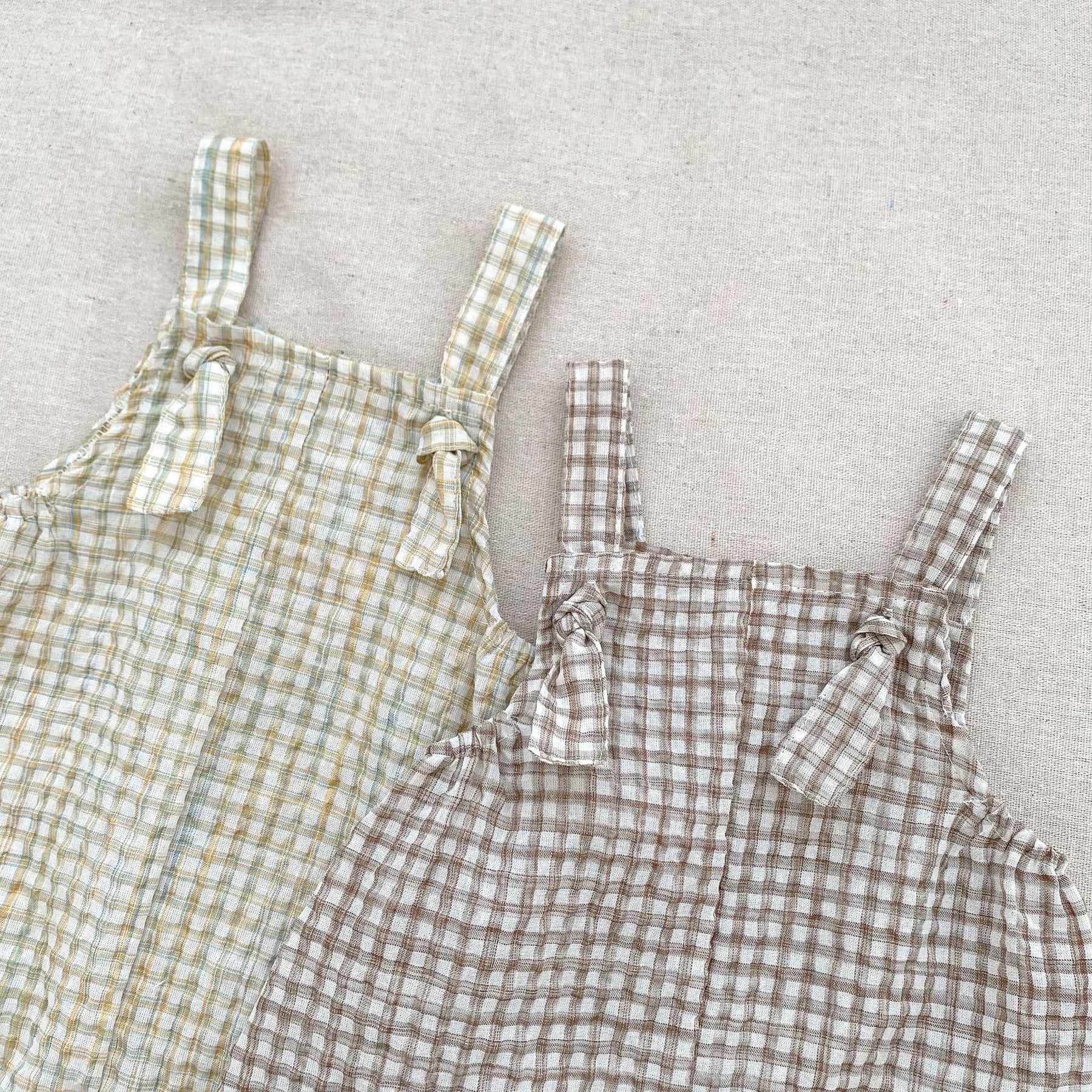 Gingham Baby Romper Set with T-Shirt and Hat