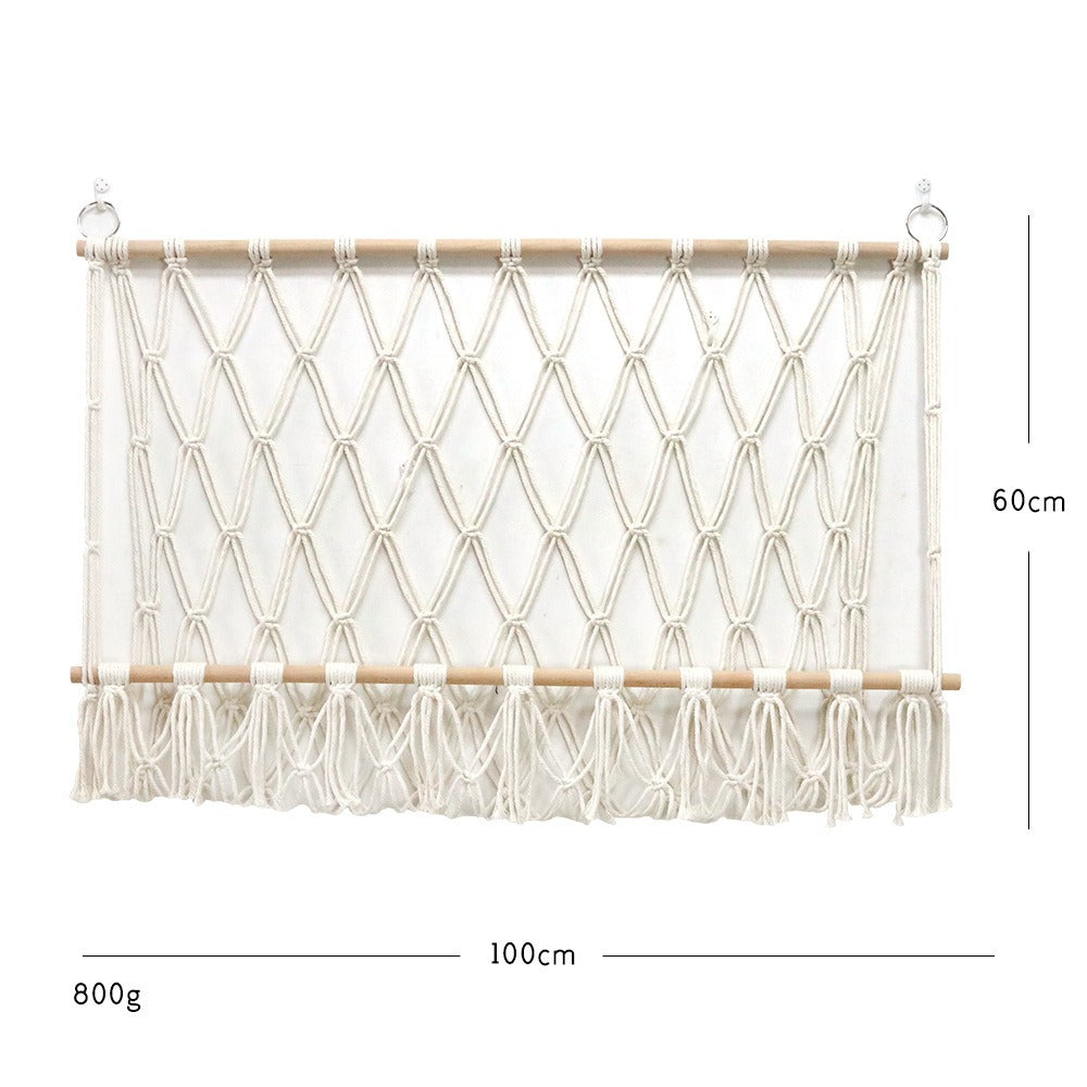 Creative wall decoration cotton rope woven mesh bag toy hammock storage tapestry