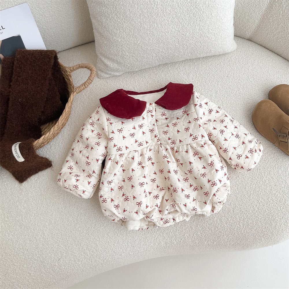 The Petite Velvet Bow Romper