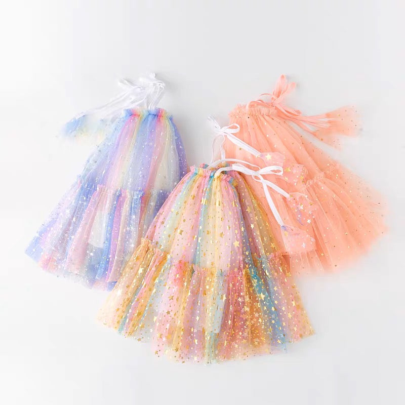 Lace Sequin Stars Tutu Dress