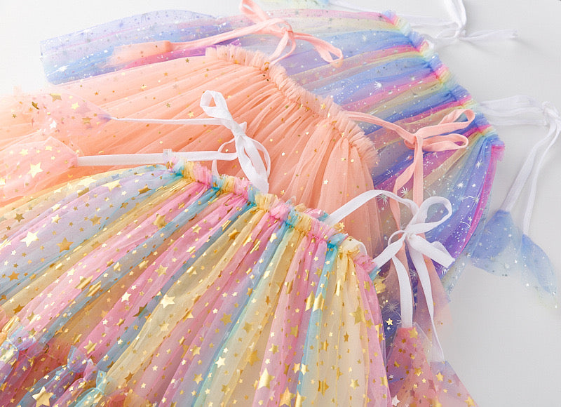 Lace Sequin Stars Tutu Dress