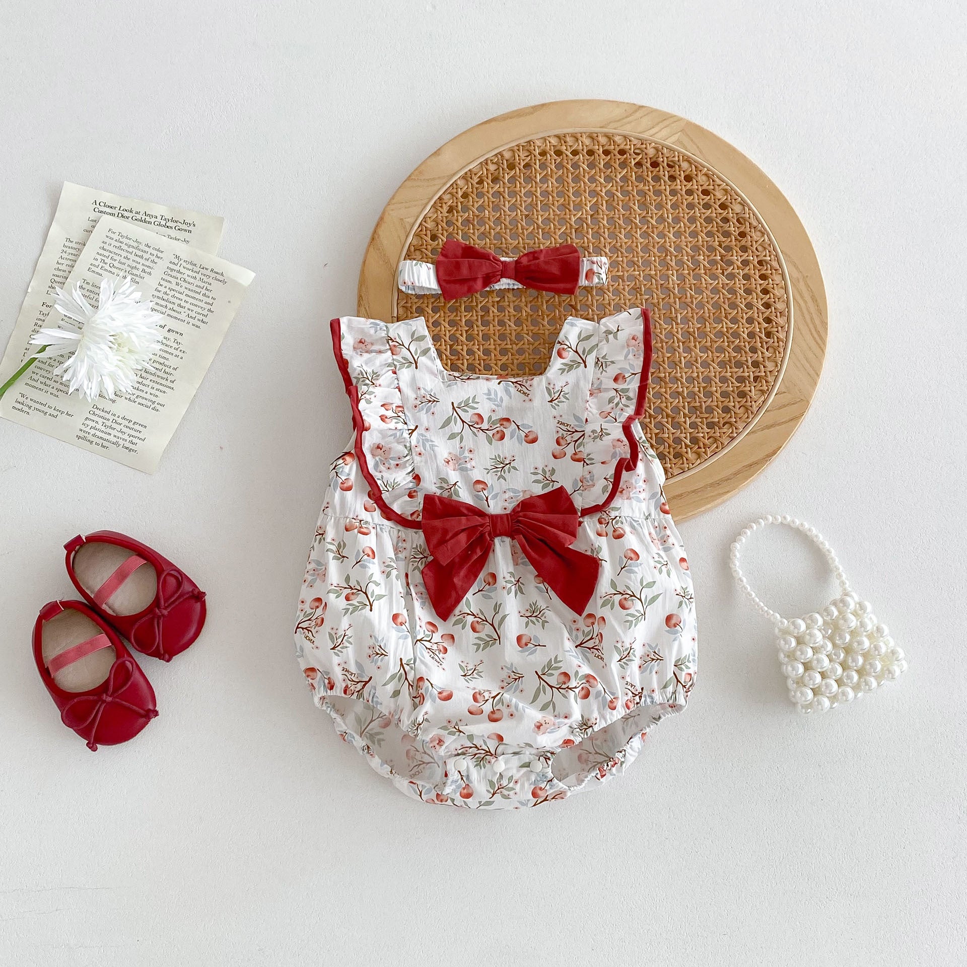 Cherry Blossom Bow Romper – Sweet Elegance 🍒🎀